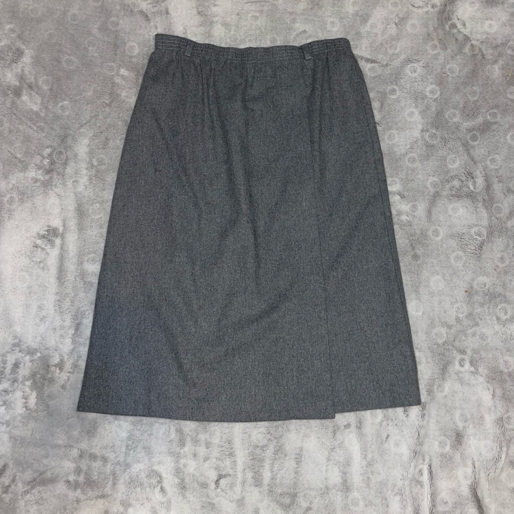 Vintage Alfred Dunner Womens Wool Midi Pencil Skirt Size 10 Gray Made In USA